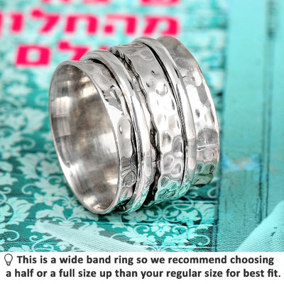 Sterling Silver Hammered Spinner Ring - Boho Magic