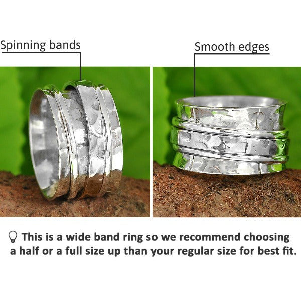 Sterling Silber Gehämmerter Spinnerring