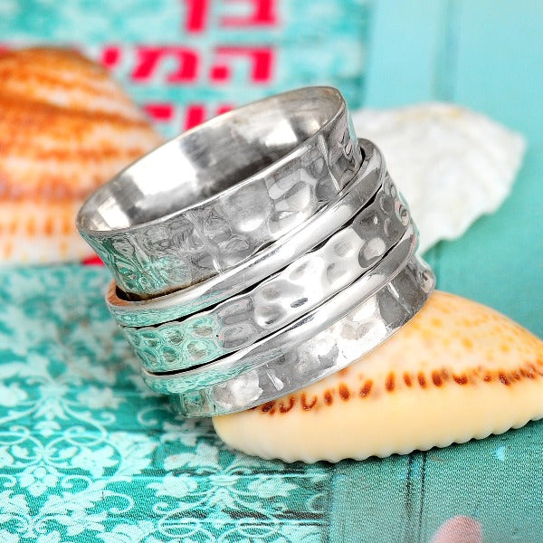 Sterling Silver Hammered Spinner Ring