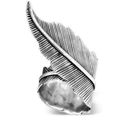 Statement Two Finger Feather Ring Sterling Silver - Boho Magic