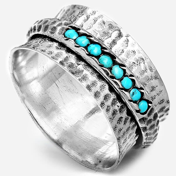 Sterling Silver Spinner Turquoise Ring for Women