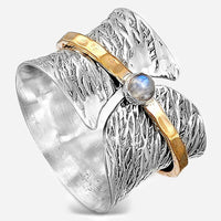 Women's Spinner Ring With Moonstone Sterling Silver - Boho Magic