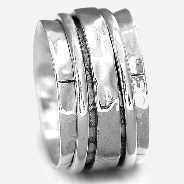 Sterling Silver Hammered Spinner Ring