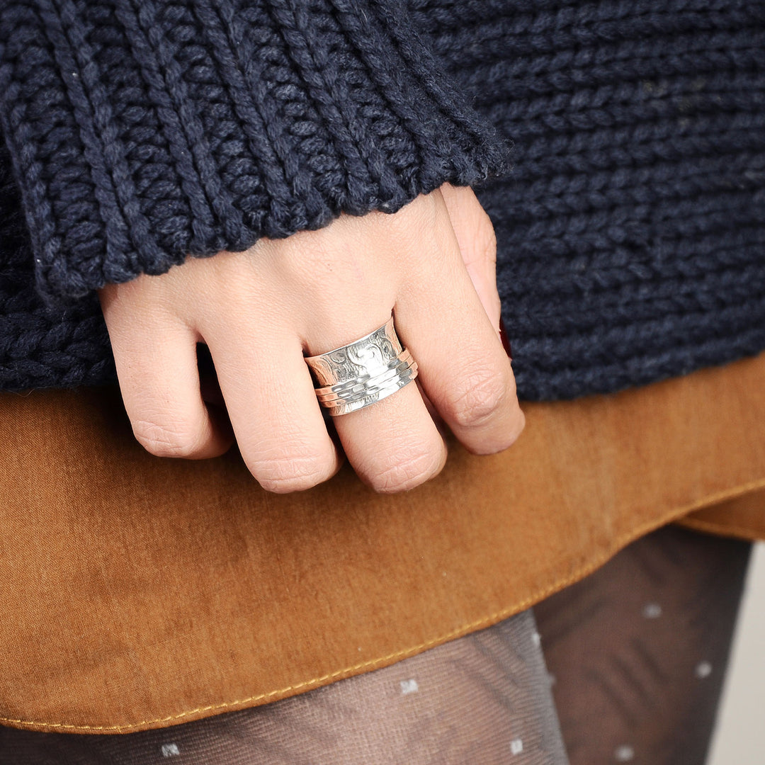 Unique Fidget Spinner Ring Sterling Silver