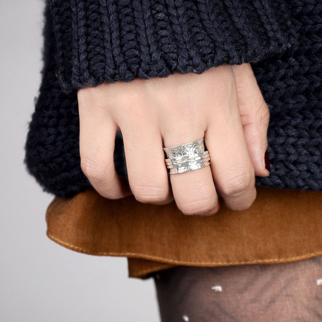 Sterling Silver Flowers Meditation Ring