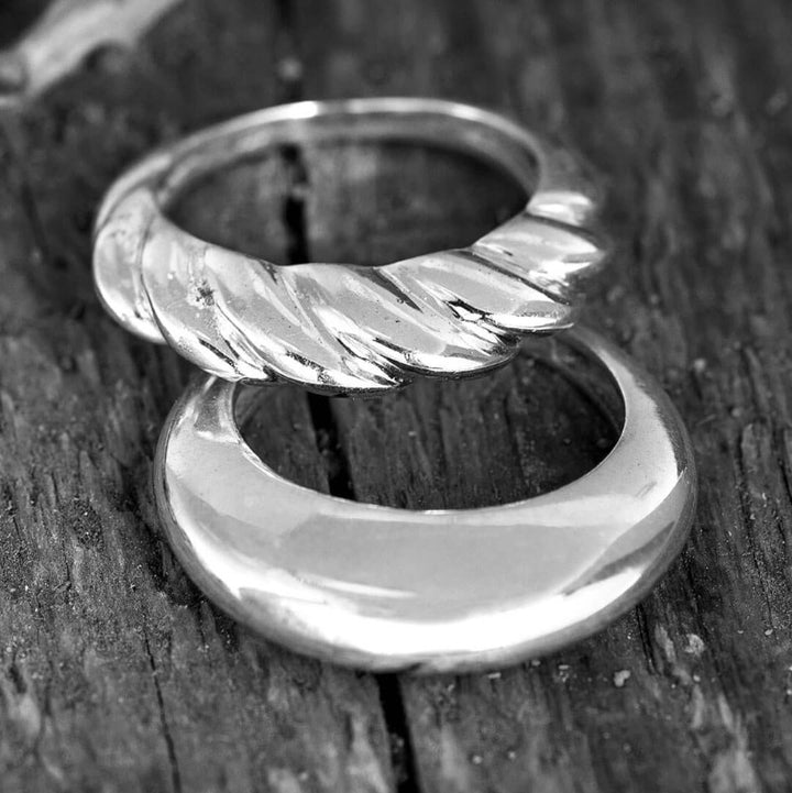 Stacking Dome Croissant Rings Set Sterling Silver