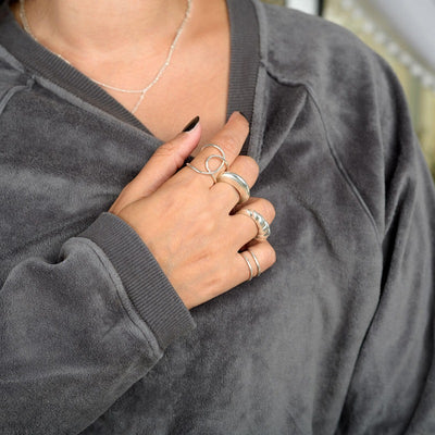 Stacking Dome Croissant Rings Set Sterling Silver - Boho Magic
