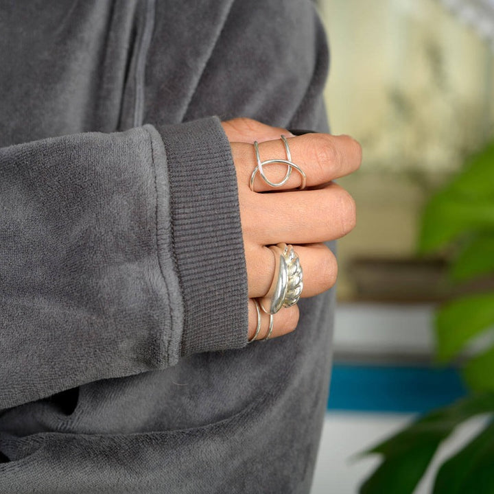 Stacking Dome Croissant Rings Set Sterling Silver