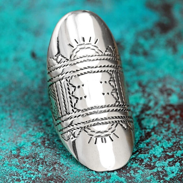 Statement-Ring aus Sterlingsilber im Boho-Stil mit vollem Finger