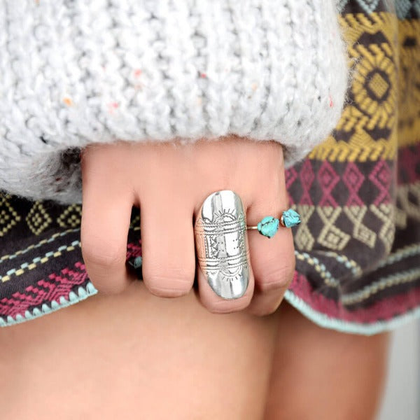 Statement-Ring aus Sterlingsilber im Boho-Stil mit vollem Finger