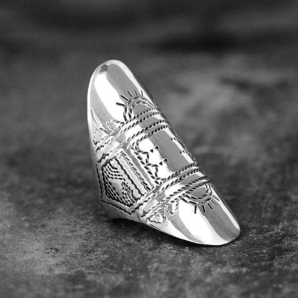 Statement Full Finger Sterling Silver Boho Ring