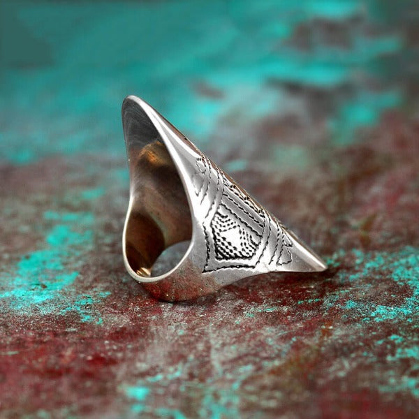 Statement-Ring aus Sterlingsilber im Boho-Stil mit vollem Finger