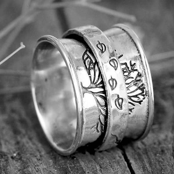 Baum des Lebens Spinner Ring Sterling Silber