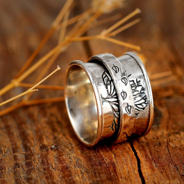 Baum des Lebens Spinner Ring Sterling Silber