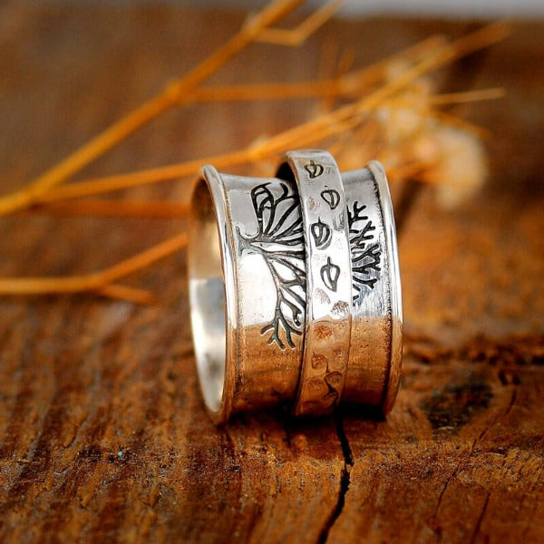 Baum des Lebens Spinner Ring Sterling Silber