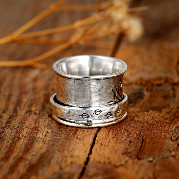 Baum des Lebens Spinner Ring Sterling Silber