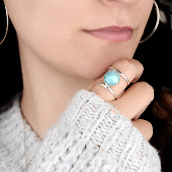 Larimar Sterling Silver Ring