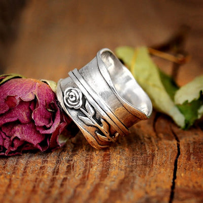 Fidget Spinner Rose Ring Sterling Silver - Boho Magic