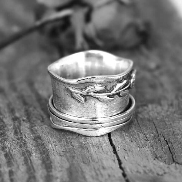 Fidget Spinner Rose Ring Sterling Silver