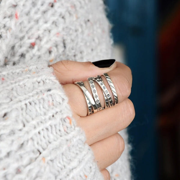 Wrap Ring with Boho Engraving Sterling Silver