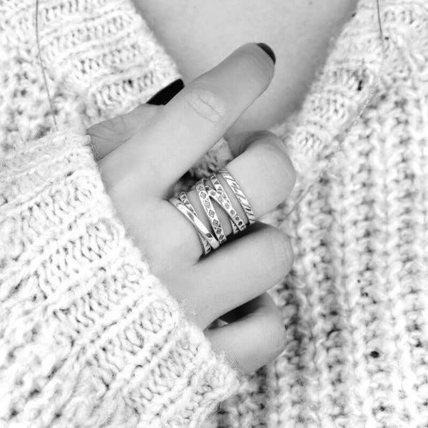 Wrap Ring with Boho Engraving Sterling Silver