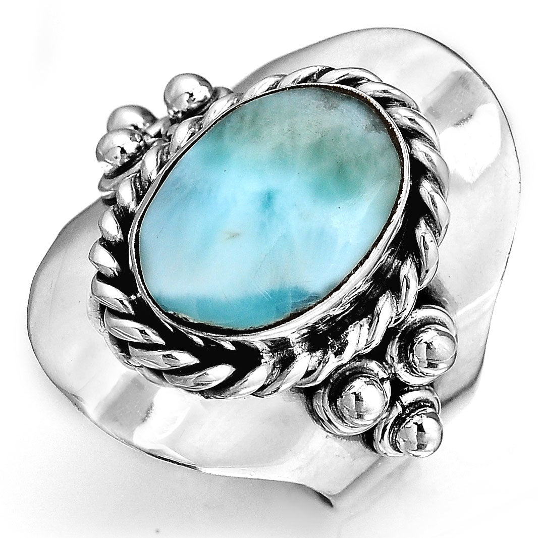 Larimar Sterling Silver Boho Ring for Women