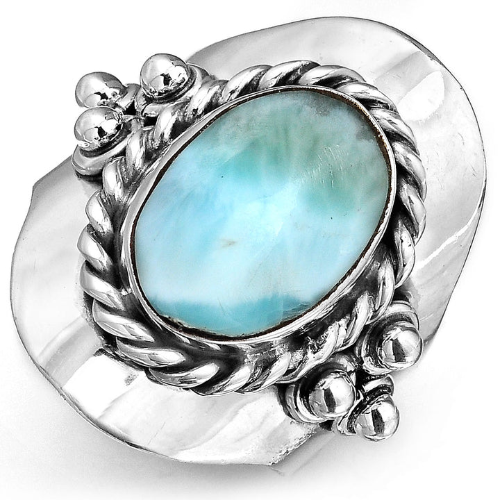 Larimar Sterling Silver Boho Ring for Women