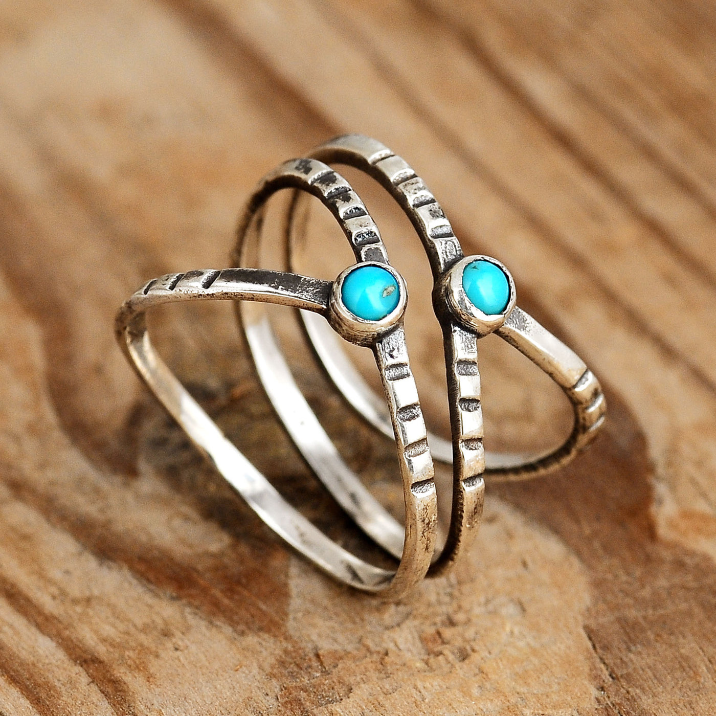 Sterling Silver Criss Cross Turquoise Ring