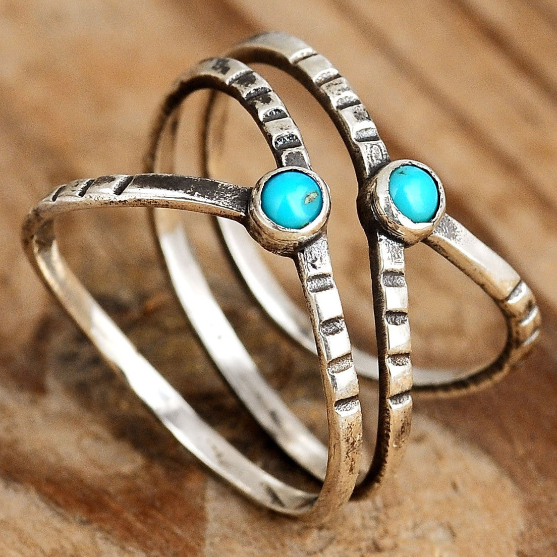 Sterling Silver Criss Cross Turquoise Ring