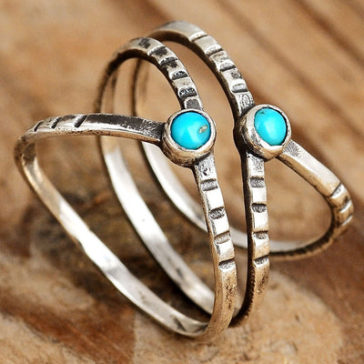 Sterling Silver Criss Cross Turquoise Ring - Boho Magic