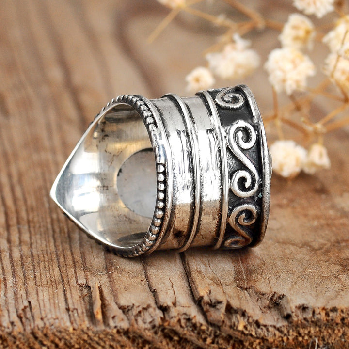 Boho-Ring aus Sterlingsilber mit Mondstein