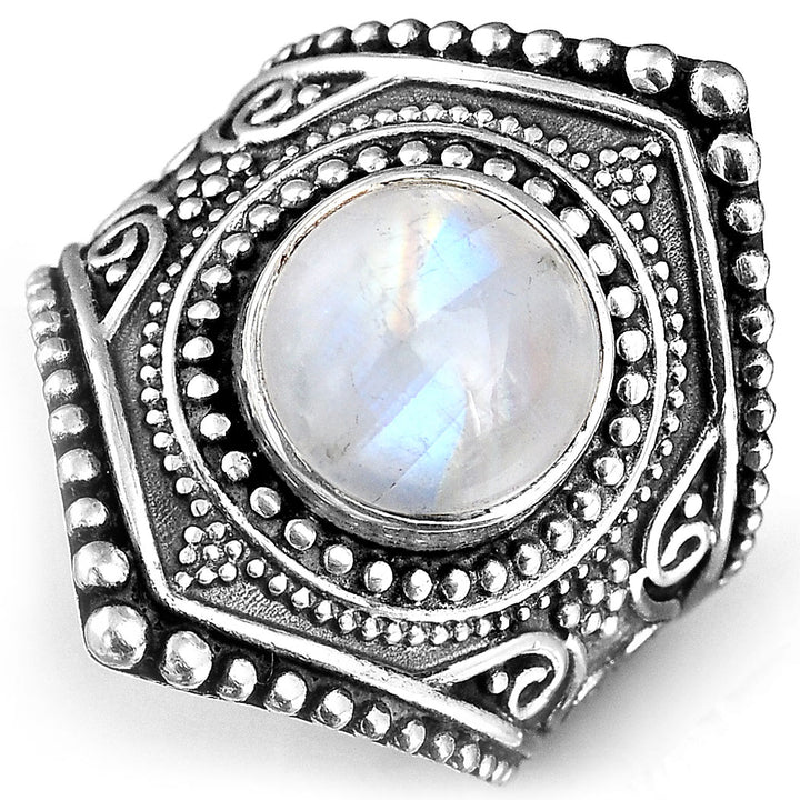 Sterling Silver Boho Ring with Moonstone