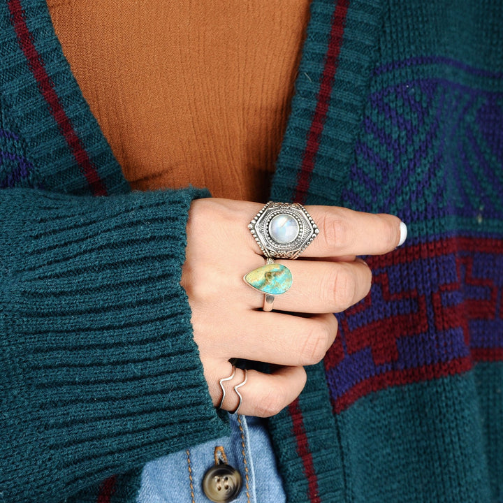 Sterling Silver Boho Ring with Moonstone