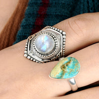 Sterling Silver Boho Ring with Moonstone - Boho Magic