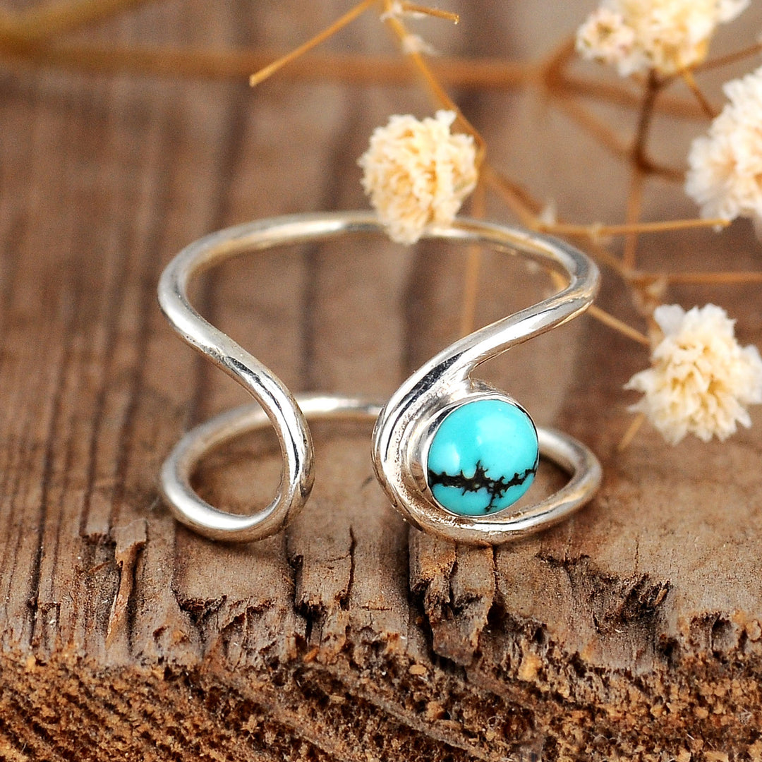 Turquoise Agate Sterling Silver Necklace and Ring set by Captivating Capricorn Matching Jewelry top Set with adjustable ring one size fits most