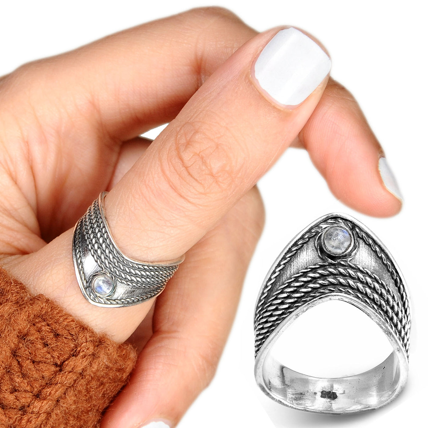 925 Sterling Silver Thumb Ring for Women Adjustable Wide Band Bali Size 6 8  9 | eBay
