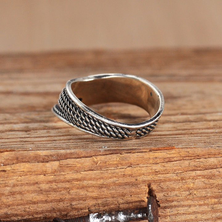 Chevron Thumb Ring with Moonstone Sterling Silver