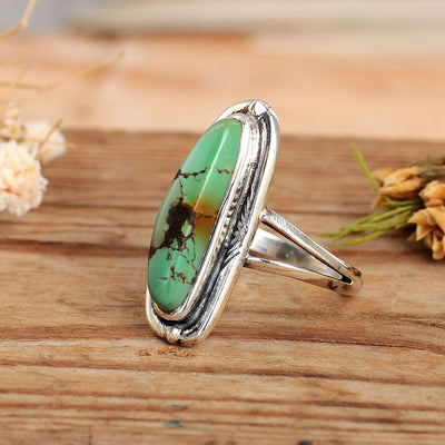 Southwestern Style Authentic Turquoise Ring Sterling Silver - Boho Magic