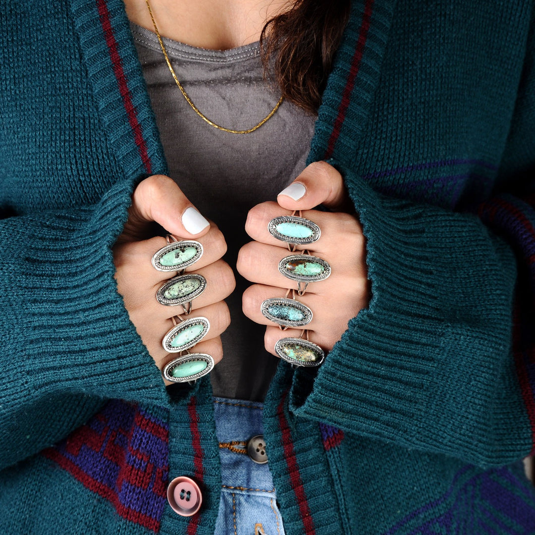 Southwestern Style Real Turquoise Ring Sterling Silver