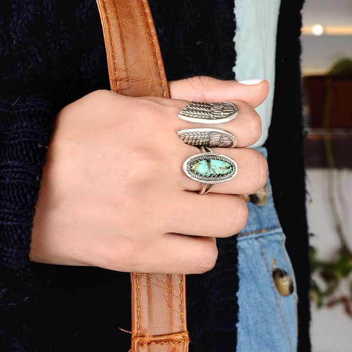 Southwestern Style Real Turquoise Ring Sterling Silver