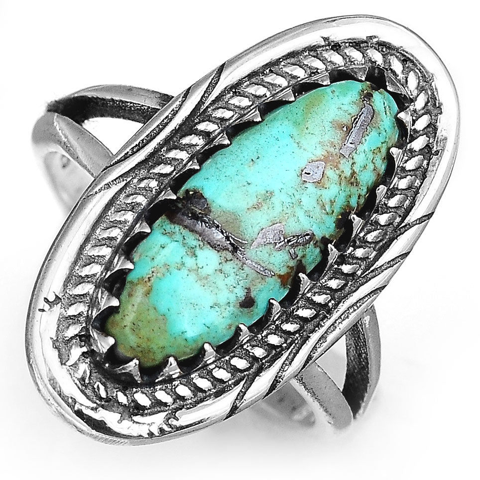 Southwestern Style Real Turquoise Ring Sterling Silver