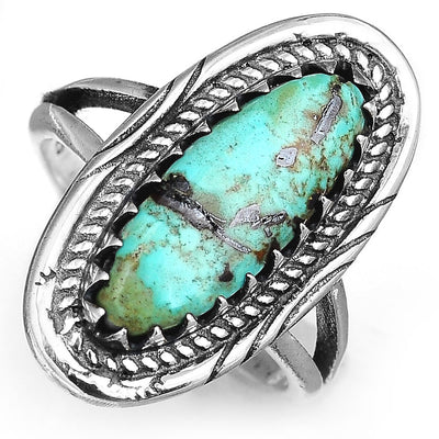 Southwestern Style Real Turquoise Ring Sterling Silver - Boho Magic