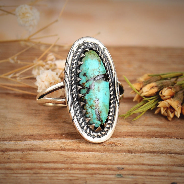 Southwestern Style Real Turquoise Ring Sterling Silver