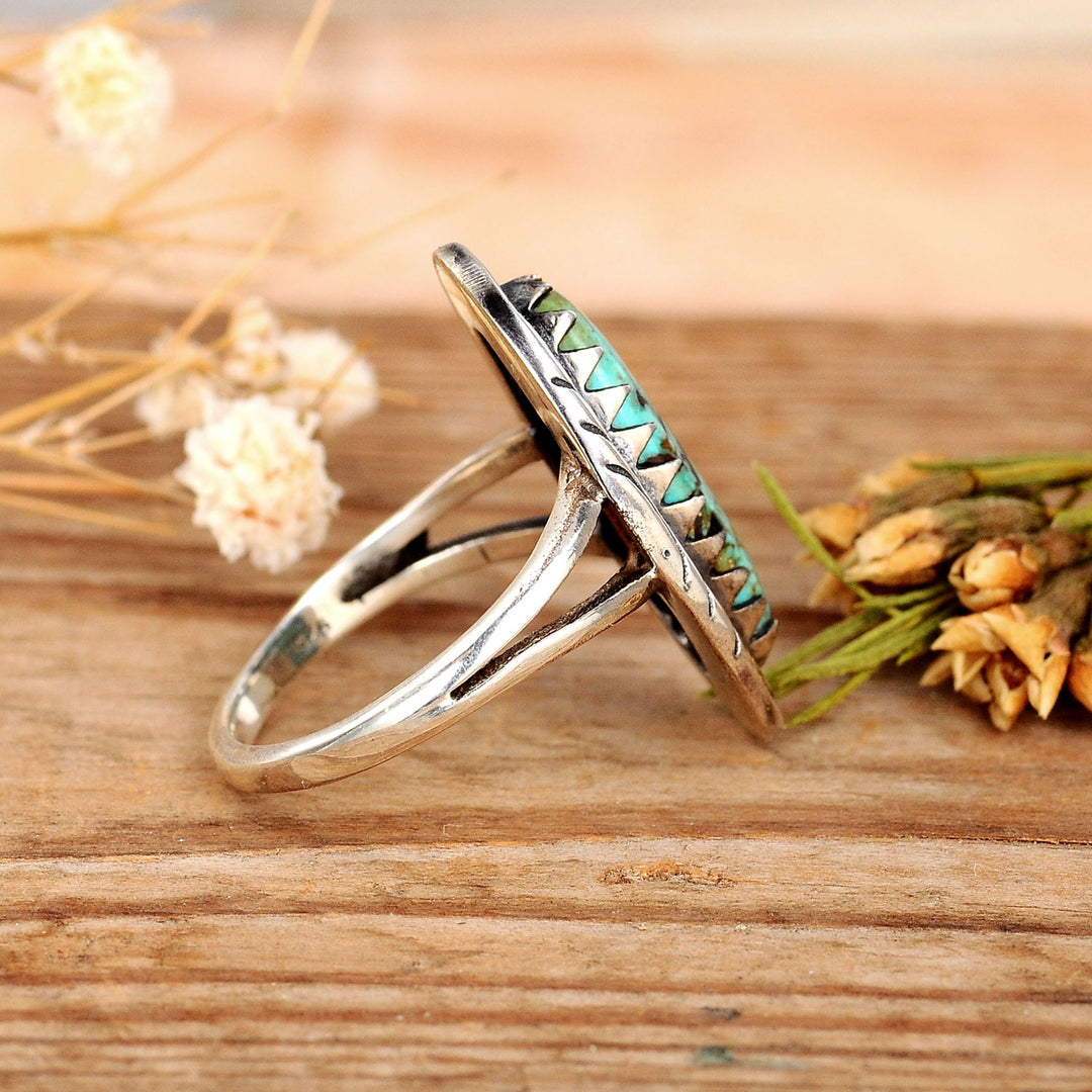 Southwestern Style Real Turquoise Ring Sterling Silver