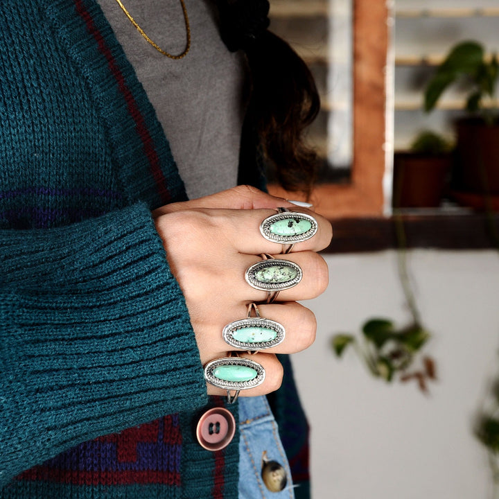 Southwestern Style Real Turquoise Ring Sterling Silver