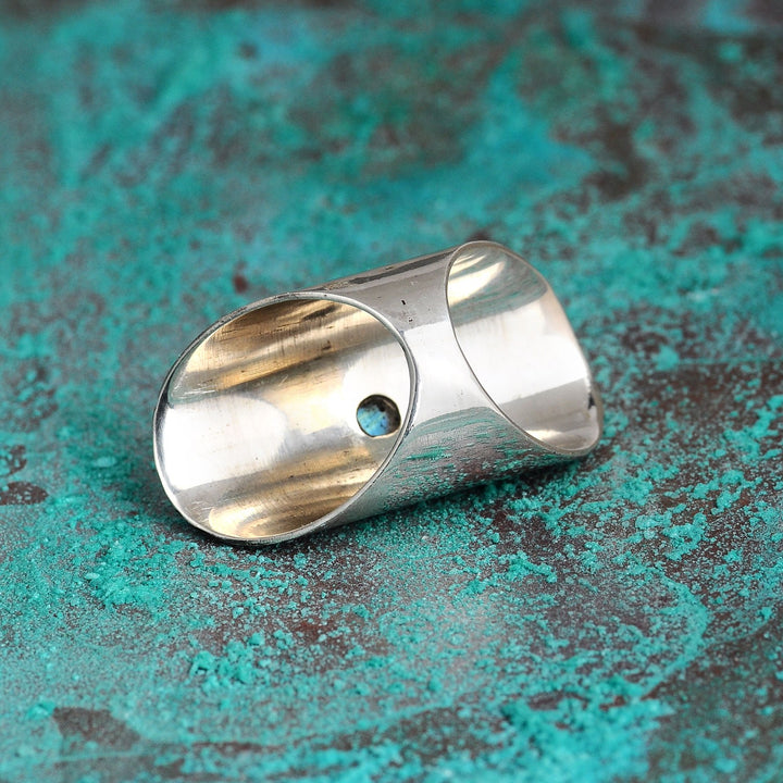 Vollfinger-Mondphasenring mit Mondstein-Sterlingsilber