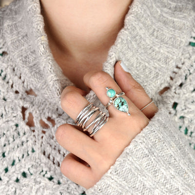 Chunky Wrap Wide Band Ring Sterling Silver - Boho Magic