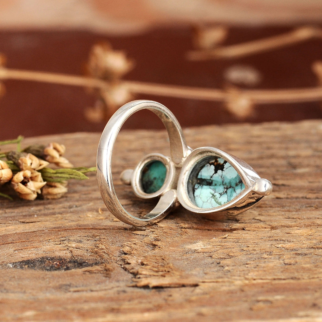 Sterling silver turquoise ring handmade by Old Hippie Dave 925 sterling silver ring turquoise free form great christmas gift free buy shipping