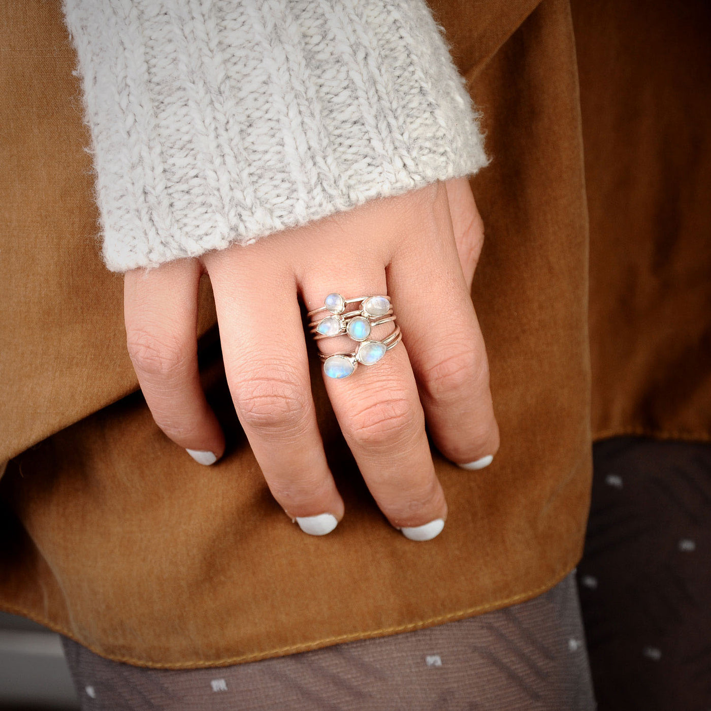 Sterling Silver Stacking Moonstone Ring