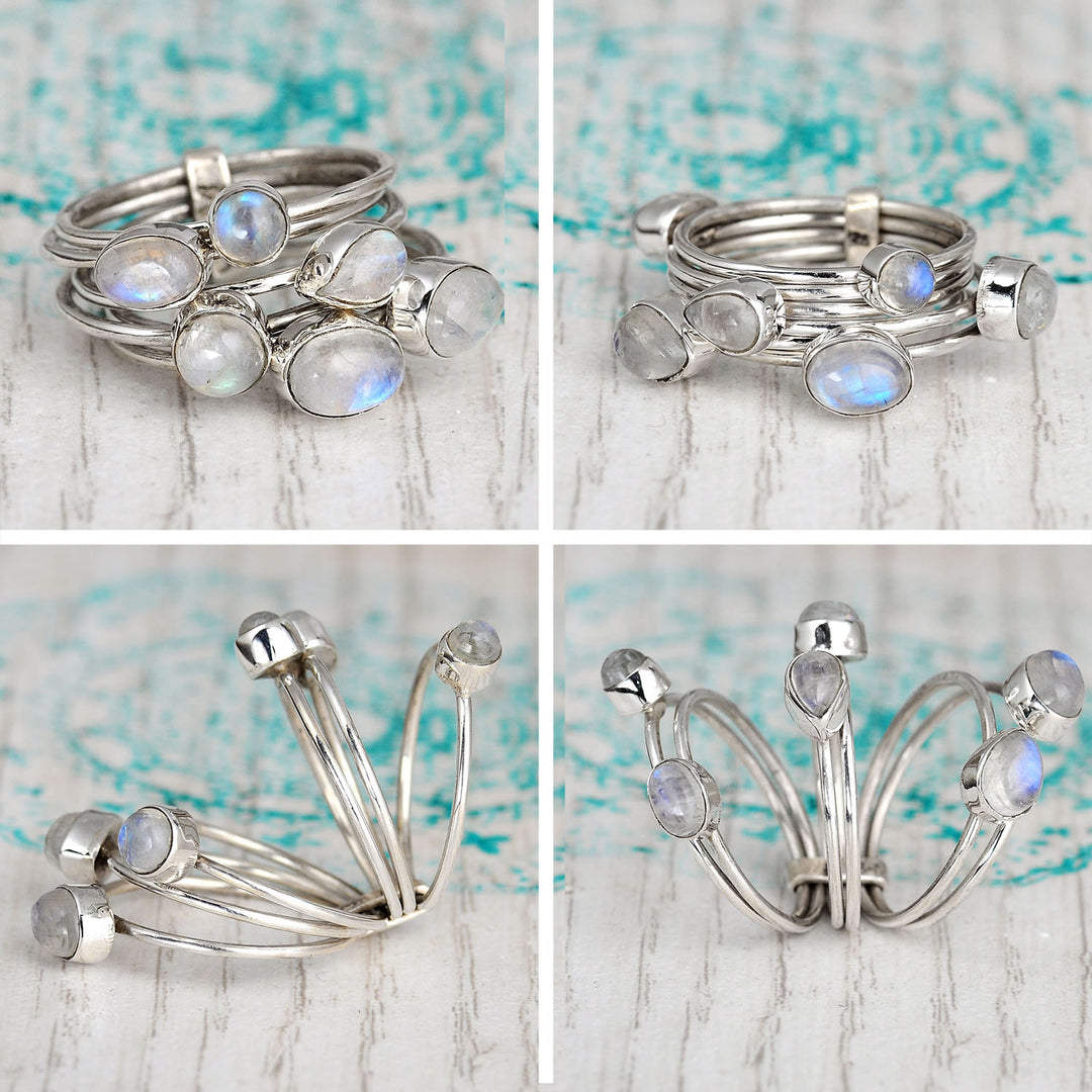 Sterling Silver Stacking Moonstone Ring